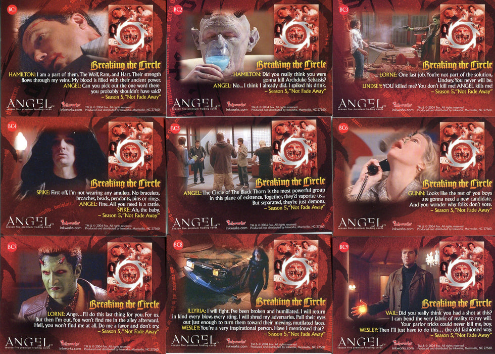 Angel Season 5 Breaking the Circle Foil Puzzle Chase Card Set BC1 thru BC9   - TvMovieCards.com