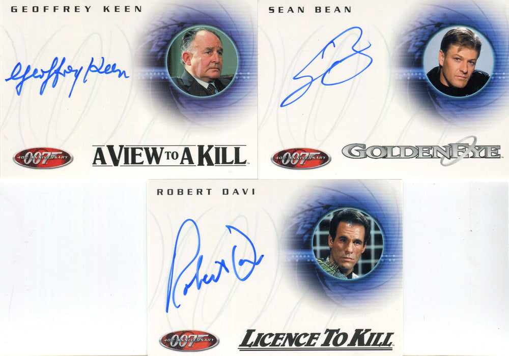 James Bond 40th Anniversary Expansion Card Set w/3 Autographs Bean, Davi, Keen   - TvMovieCards.com