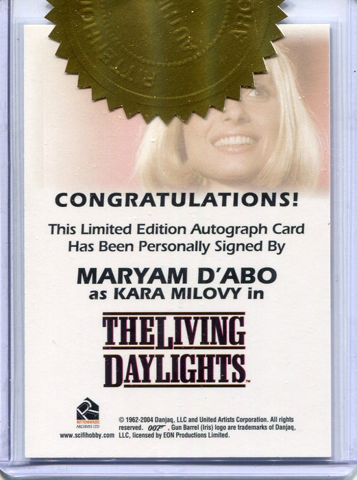 James Bond Quotable Maryam D'Abo Case Topper Autograph Card   - TvMovieCards.com