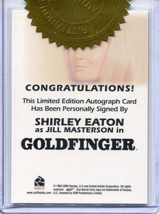 James Bond Quotable UK Exclusive Shirley Eaton Case Topper Autograph Card   - TvMovieCards.com