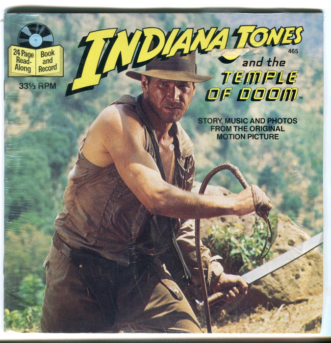 1984 Indiana Jones Temple of Doom Book & Record Set 465 Sealed LP 33 1/3 RPM   - TvMovieCards.com