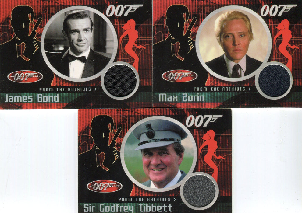 James Bond 40th Anniversary Costume Card Set Connery Walken Macnee CC1 - 3   - TvMovieCards.com