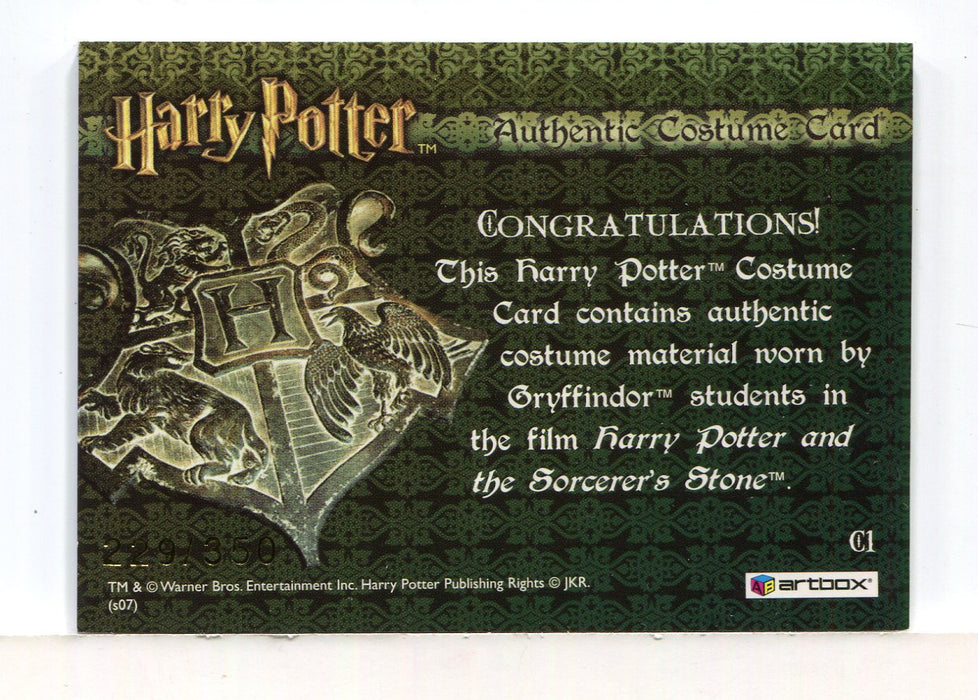 The World of Harry Potter 3D Gryffindor Students Costume Card HP C1 #229/350   - TvMovieCards.com