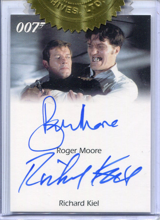 James Bond 50th Anniversary 2 Roger Moore & Richard Kiel Dual Autograph Card   - TvMovieCards.com