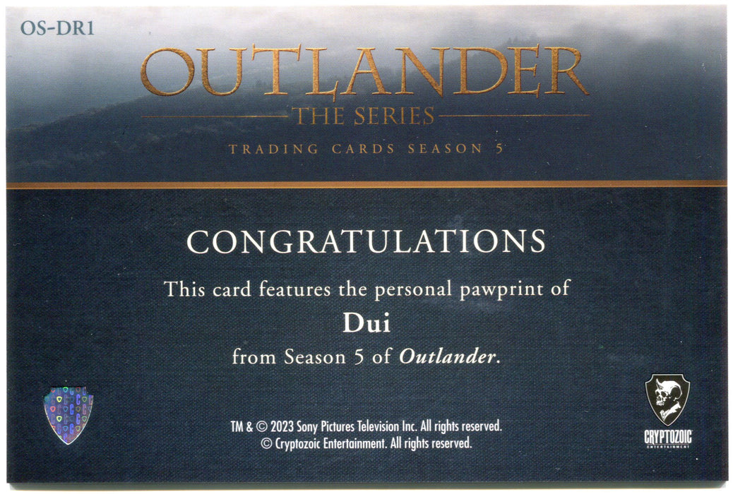 CZX Outlander Season 5 OS-DR1 Oversized Pawtograph Autograph Card Pawprint Dui   - TvMovieCards.com