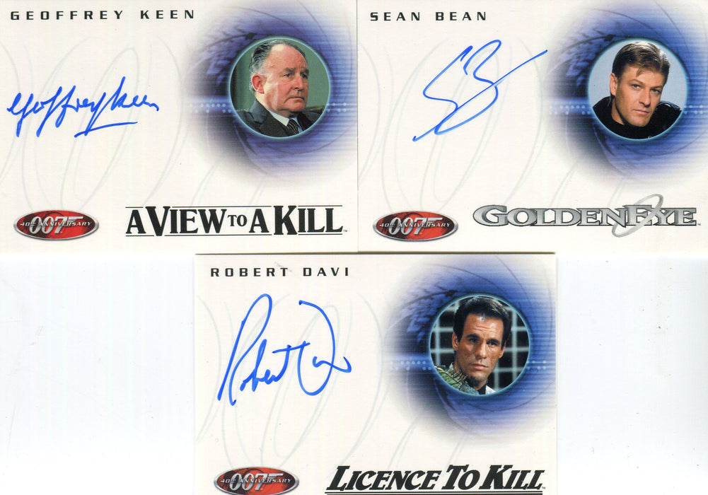 James Bond 40th Anniversary Expansion Autograph Card Set Sean Bean, Davi, Keen   - TvMovieCards.com