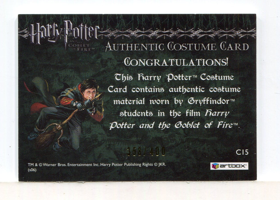 Harry Potter Goblet Fire Update Gryffindor Tie Costume Card HP C15 #358/400 - TvMovieCards.com