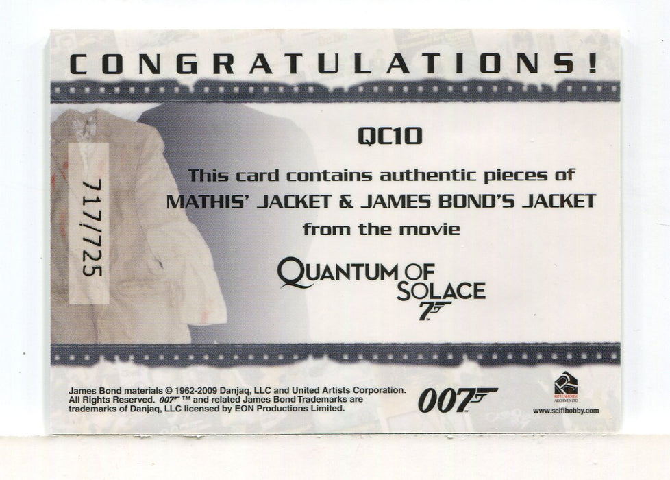 James Bond 2009 Archives James Bond & Mathis Double Relic Card QC10 #717/725