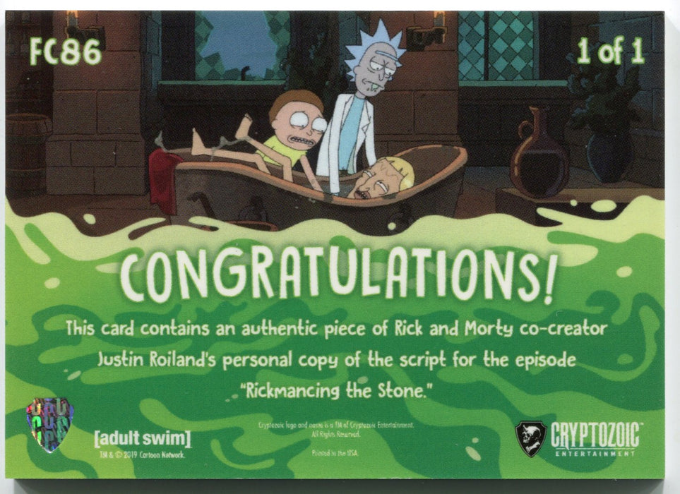 2019 Rick and Morty Season 3 Final Cut Memorabilia Card FC86 1/1 - TvMovieCards.com