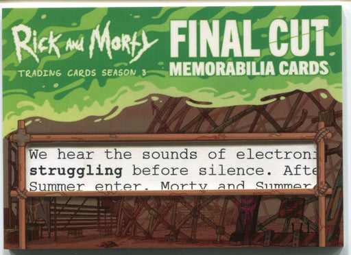 2019 Rick and Morty Season 3 Final Cut Memorabilia Card FC273 1/1 - TvMovieCards.com