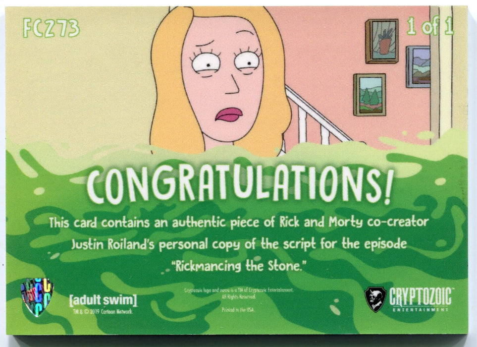 2019 Rick and Morty Season 3 Final Cut Memorabilia Card FC273 1/1 - TvMovieCards.com