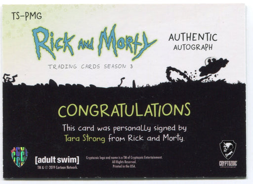2019 Rick and Morty Season 3 Tara Strong Presidentress Autograph Card TS-PMG - TvMovieCards.com