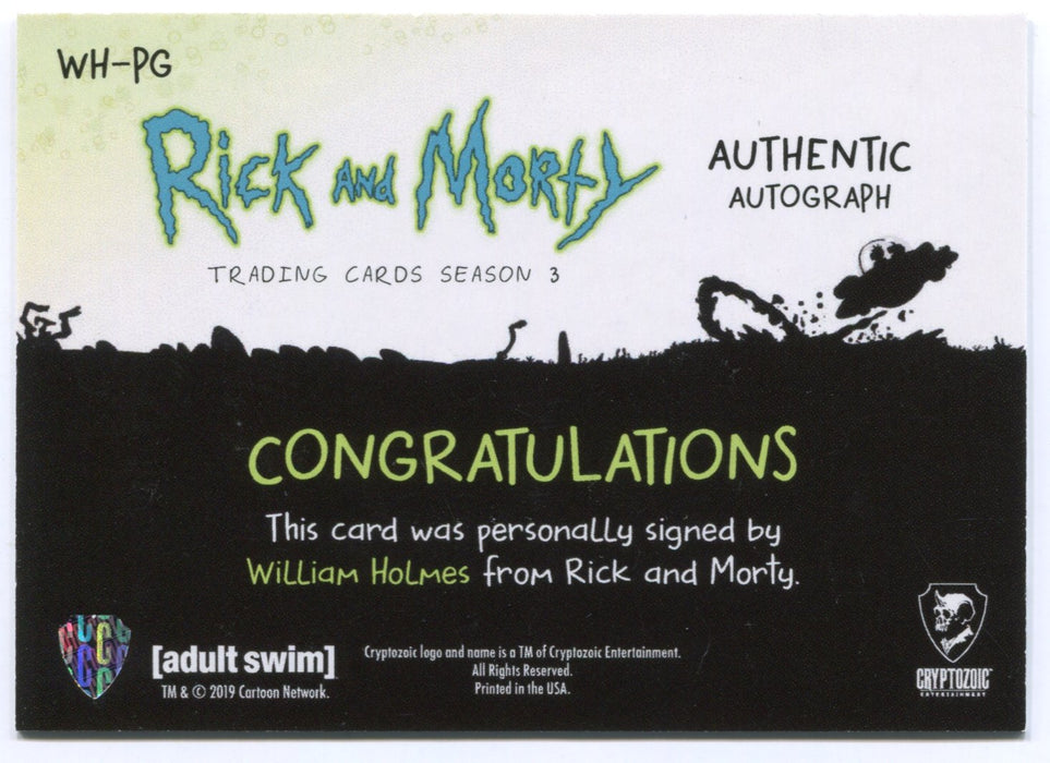 2019 Rick and Morty Season 3 William Holmes as Pastor Gregma Autograph Card WH-PG - TvMovieCards.com