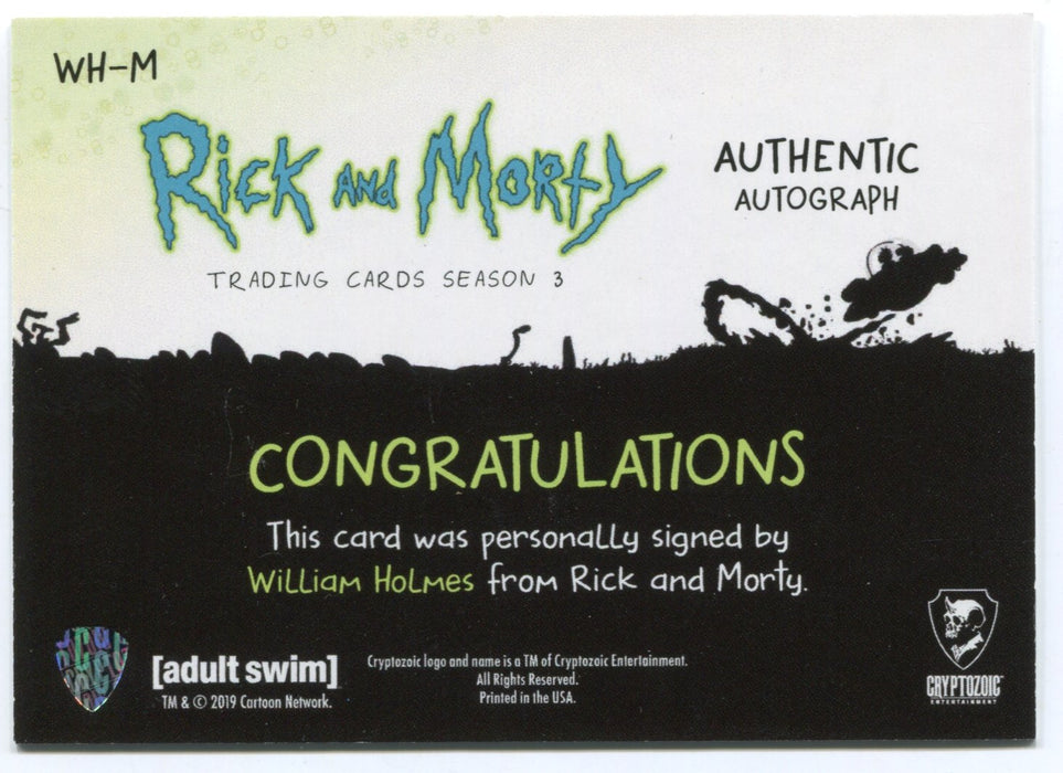 2019 Rick and Morty Season 3 William Holmes as Mascot Autograph Card WH-M - TvMovieCards.com