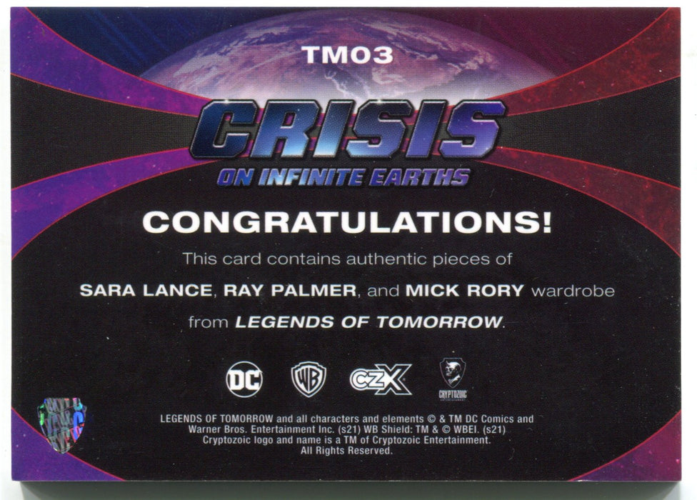 CZX Crisis on Infinite Earths TM03 Lotz / Routh / Purcell Triple Wardrobe Card - TvMovieCards.com