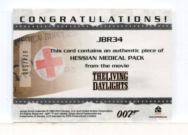James Bond Archives 2014 Edition Hessian Medical Pack Relic Card JBR34 #074/500 - TvMovieCards.com