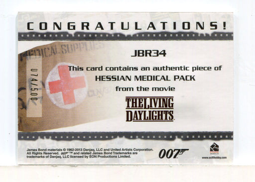 James Bond Archives 2014 Edition Hessian Medical Pack Relic Card JBR34 #074/500 - TvMovieCards.com
