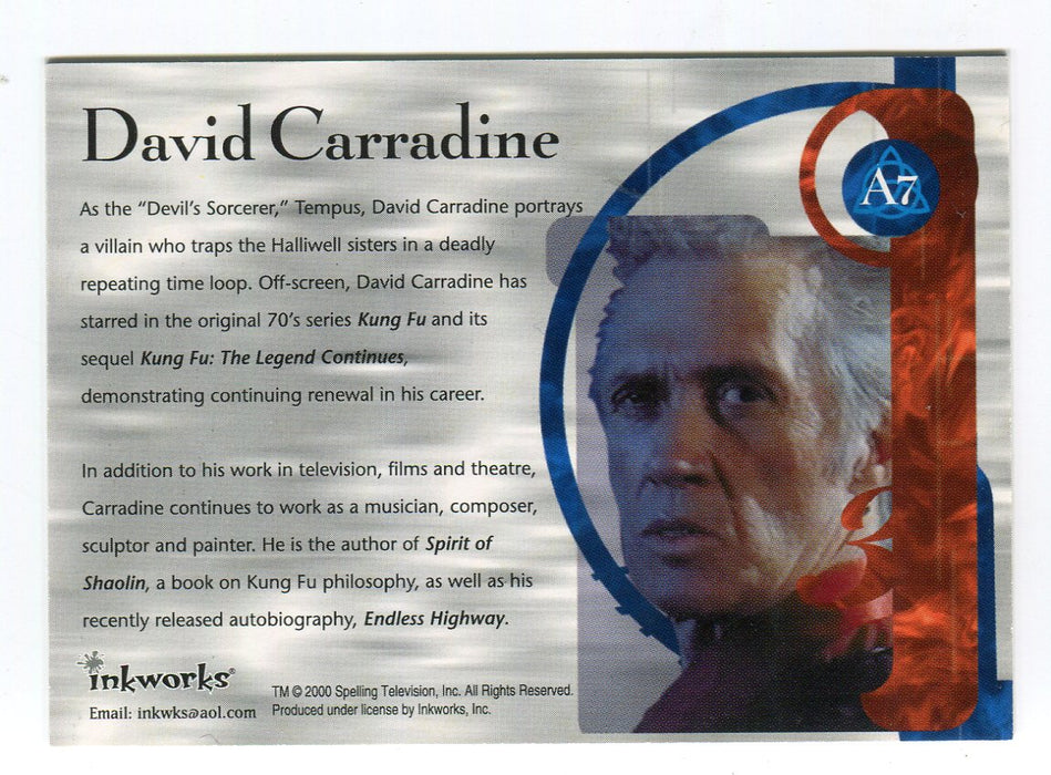 Charmed Season 1 David Carradine as Tempus Autograph Card A7 - TvMovieCards.com