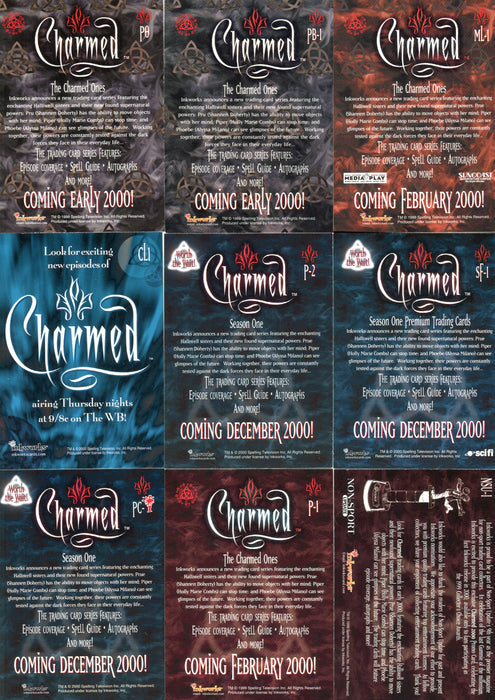 Charmed Season 1 Promo Card Lot 9 Cards Inkworks 2000 - TvMovieCards.com