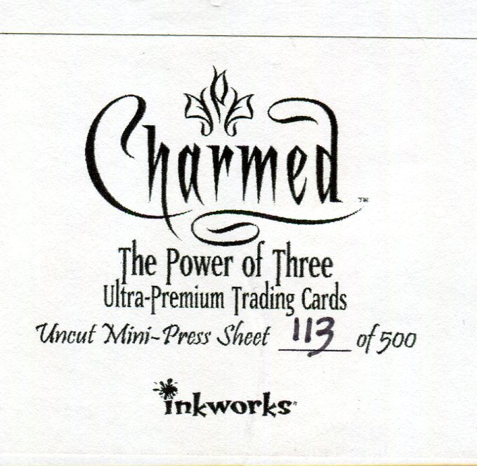 Charmed The Power of Three Limited Edition Uncut Mini Press Sheet #113 of 500 - TvMovieCards.com