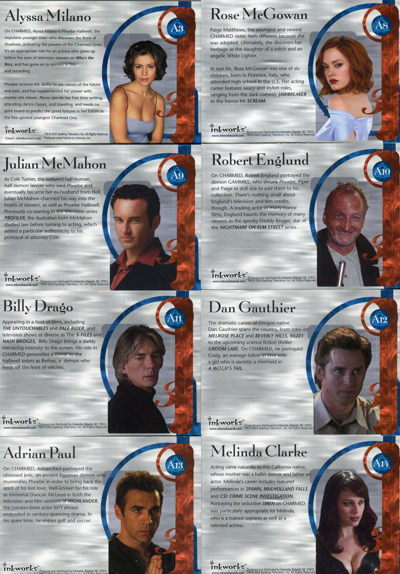 Charmed The Power of Three Autograph Card Set 14 Different Cards - TvMovieCards.com