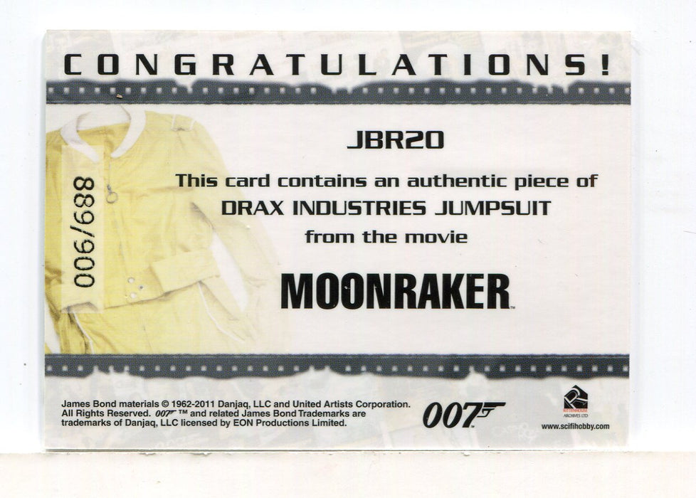 James Bond Mission Logs Jumpsuit Relic Costume Card JBR20 #889/900 - TvMovieCards.com