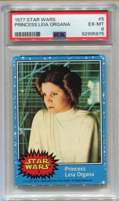 1977 Star Wars Princess Leia Organa #5 Trading Card PSA 6 EX-MT - TvMovieCards.com