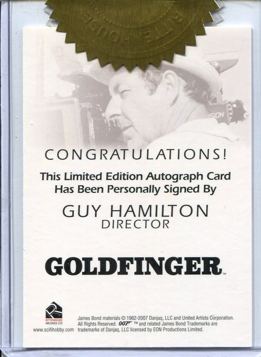 James Bond in Motion 2008 3 Case Dealer Incentive Guy Hamilton Autograph Card - TvMovieCards.com