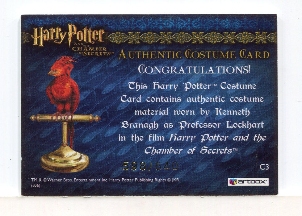 Harry Potter Chamber Secrets Professor Lockhart Costume Card HP C3 #598/640 - TvMovieCards.com