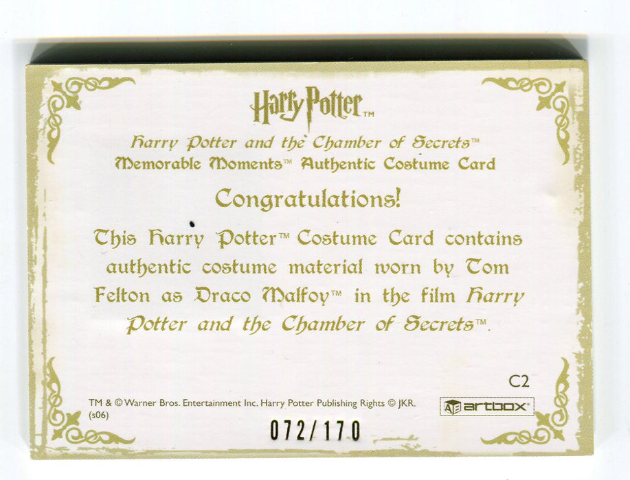 Harry Potter Memorable Moments Draco Malfoy Costume Card HP C2 #072/170 - TvMovieCards.com