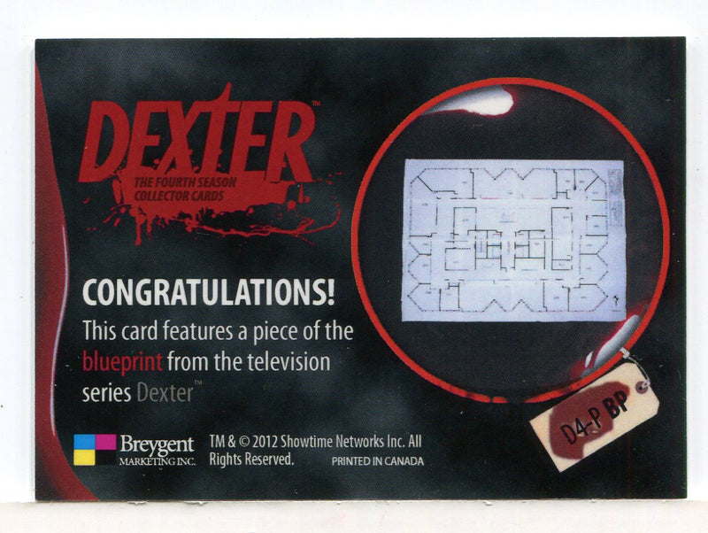 DEXTER Season 4 Prop Card Blueprint D4 P BP Breygent - TvMovieCards.com