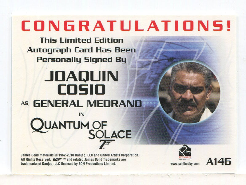 James Bond Heroes & Villains Joaquin Cosio General Medrano Autograph Card A145 - TvMovieCards.com