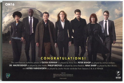 Fringe Seasons 3 & 4 Oversized Wardrobe OM16 Costume Card Cryptozoic - TvMovieCards.com