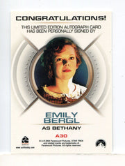 Star Trek Enterprise Season Two 2 Autograph Card Emily Bergl as Bethany A30 - TvMovieCards.com