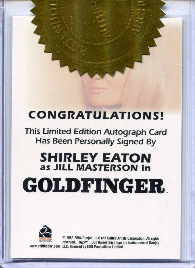 James Bond Quotable UK Exclusive Shirley Eaton Case Topper Autograph Card - TvMovieCards.com
