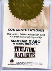 James Bond Quotable Maryam D'Abo Case Topper Autograph Card - TvMovieCards.com