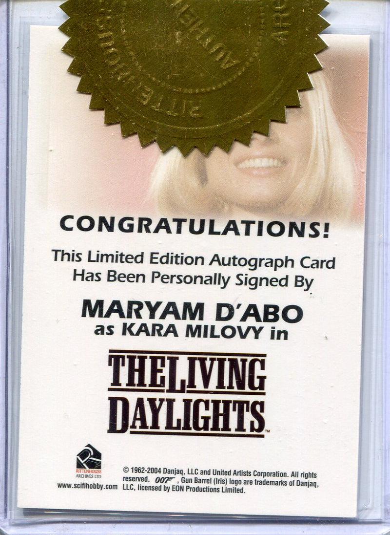 James Bond Quotable Maryam D'Abo Case Topper Autograph Card - TvMovieCards.com