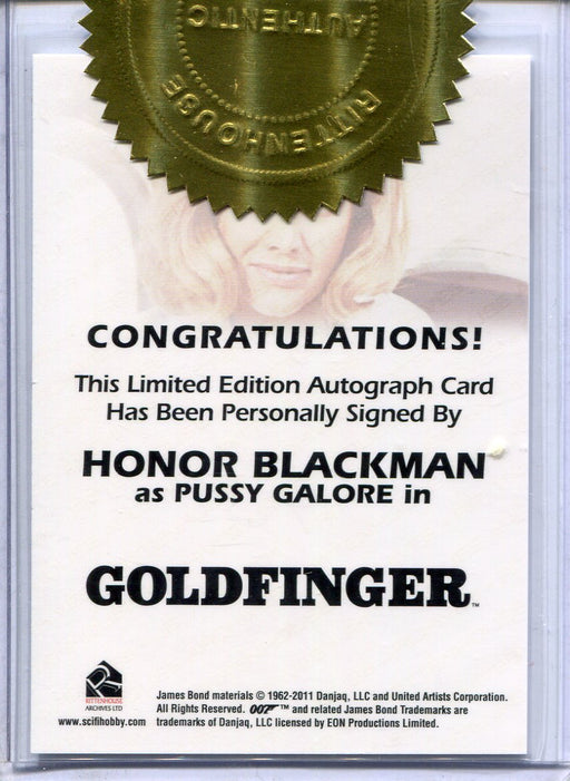 James Bond 50th Anniversary Series One Honor Blackman Incentive Autograph Card - TvMovieCards.com