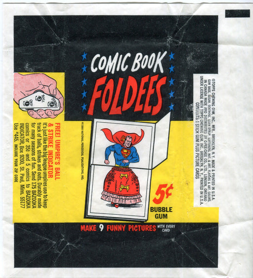 Comic Book Foldees 1966 Topps Vintage 5 Cent Bubble Gum Trading Card Wrapper - TvMovieCards.com