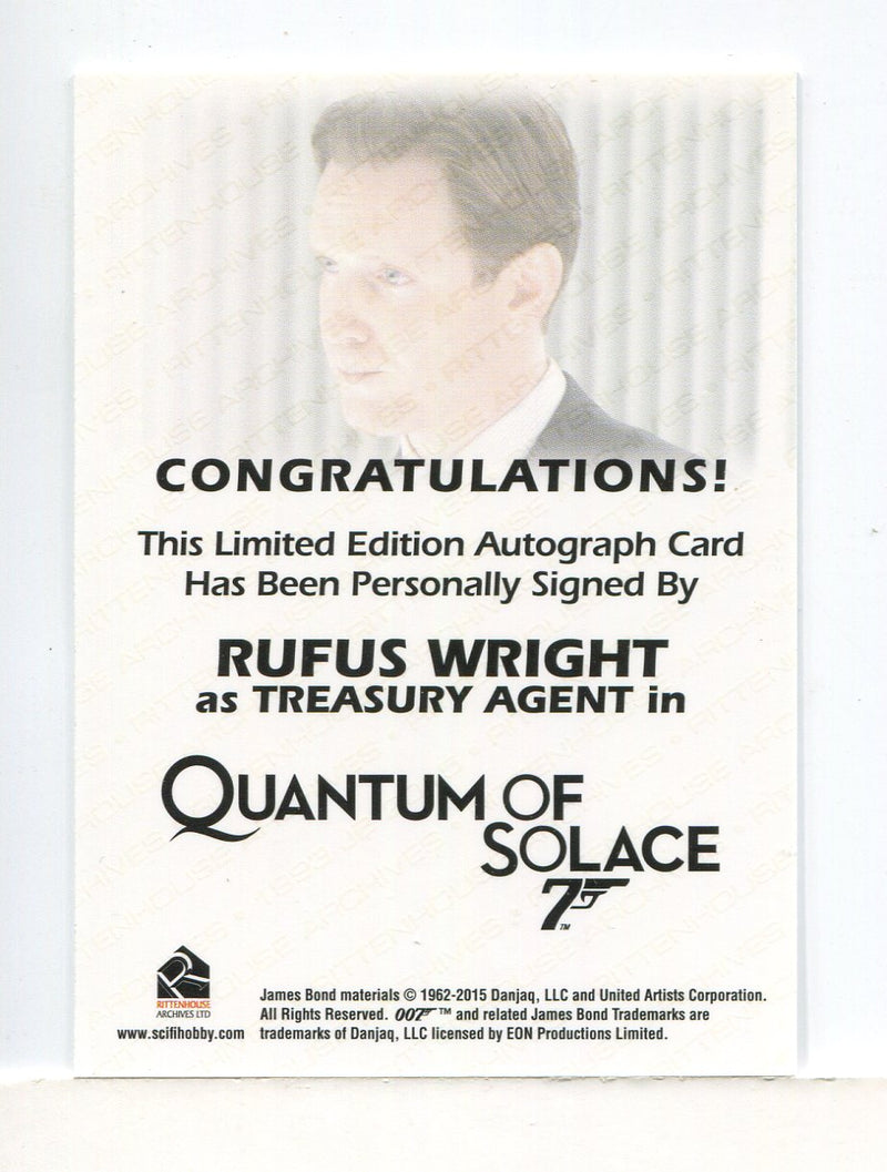 James Bond Archives Final Edition 2017 Rufus Wright Autograph Card - TvMovieCards.com
