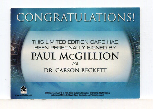 Stargate Atlantis Season One Paul McGillion Autograph Card - TvMovieCards.com