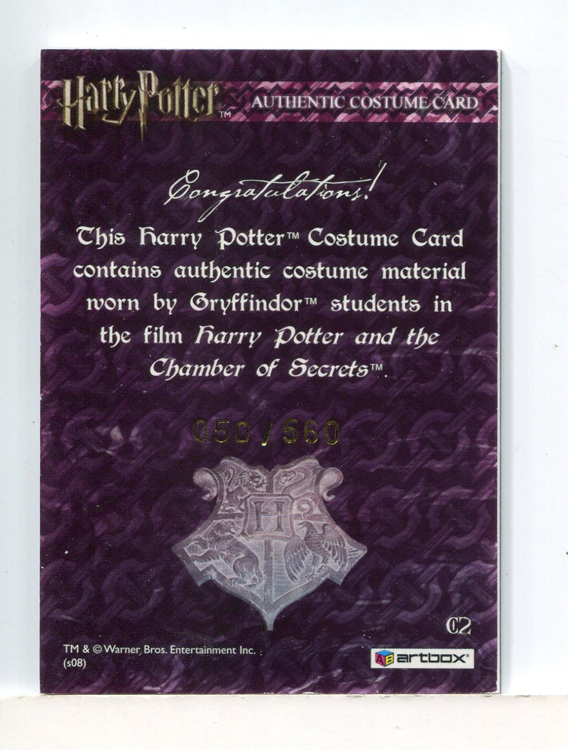 The World of Harry Potter 3D 2 Gryffindor Students' Costume Card HP C2 #050/560 - TvMovieCards.com