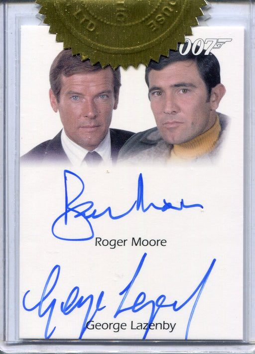 James Bond Heroes & Villains Roger Moore & George Lazenby Dual Autograph Card - TvMovieCards.com