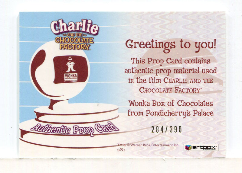 Charlie & Chocolate Factory Wonka Box of Chocolates Prop Card #284/390 - TvMovieCards.com