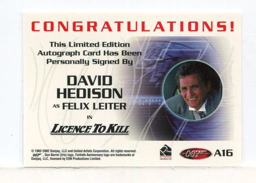 James Bond 40th Anniversary David Hedison Autograph Card A16 - TvMovieCards.com