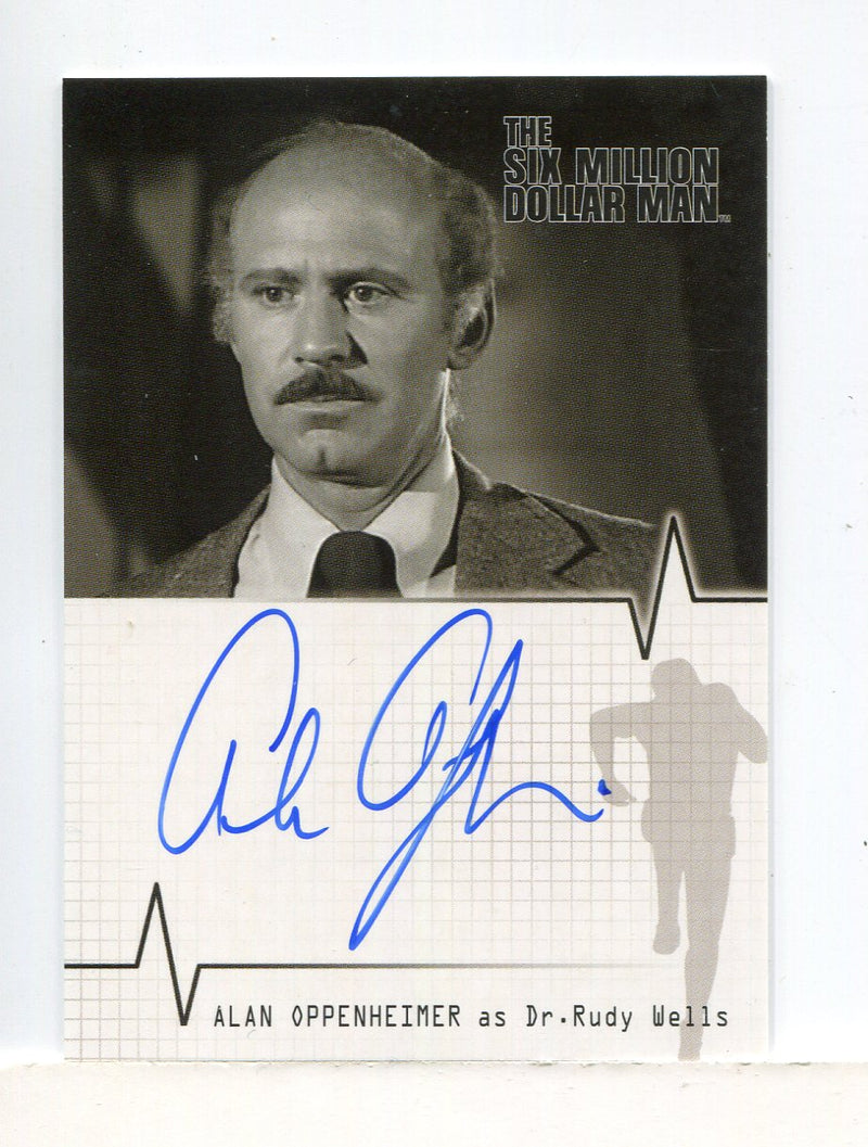 Six Million Dollar Man 1 & 2 Alan Oppenheimer Dr. Rudy Wells Autograph Card A3 - TvMovieCards.com