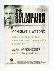 Six Million Dollar Man 1 & 2 Alan Oppenheimer Dr. Rudy Wells Autograph Card A3 - TvMovieCards.com