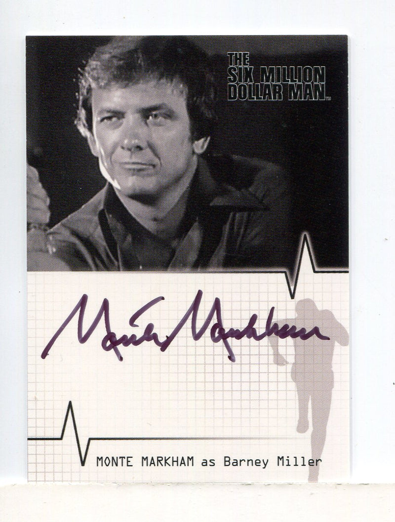 Six Million Dollar Man 1 & 2 Monte Markham as Barney Miller Autograph Card A4 - TvMovieCards.com
