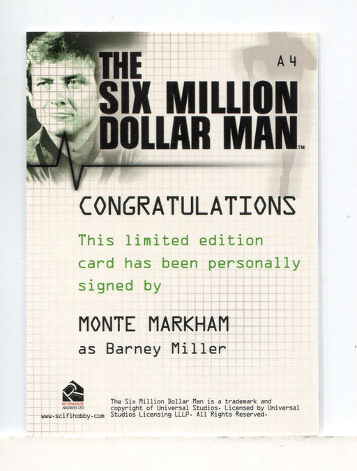 Six Million Dollar Man 1 & 2 Monte Markham as Barney Miller Autograph Card A4 - TvMovieCards.com