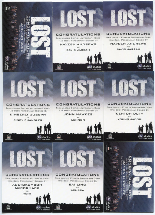 2011 Lost Relics Complete Autograph Card Set of (9) Cuse Lindelof - TvMovieCards.com